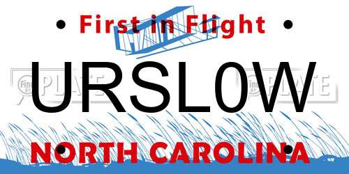 URSL0W North Carolina License Plate