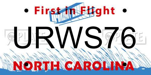URWS76 North Carolina License Plate