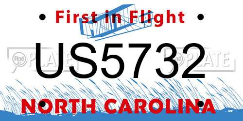 US5732 North Carolina License Plate