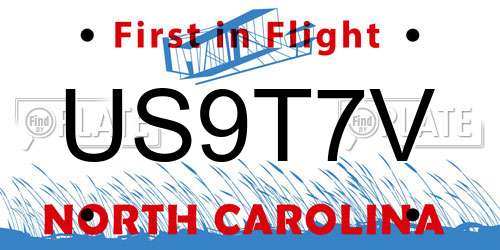 US9T7V North Carolina License Plate