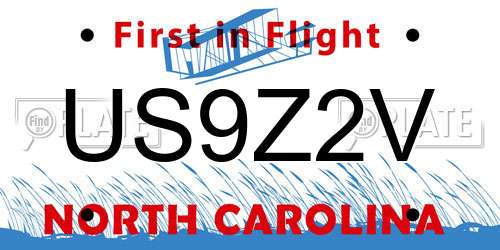 US9Z2V North Carolina License Plate