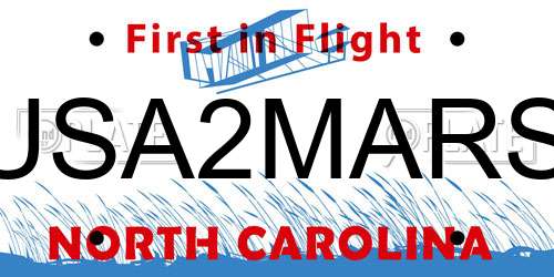 USA2MARS North Carolina License Plate