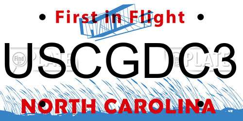USCGDC3 North Carolina License Plate