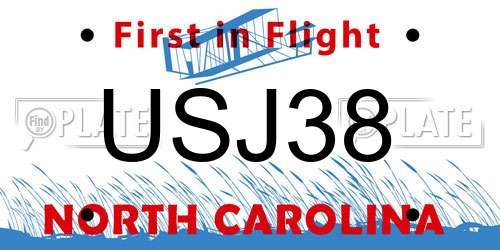 USJ38 North Carolina License Plate