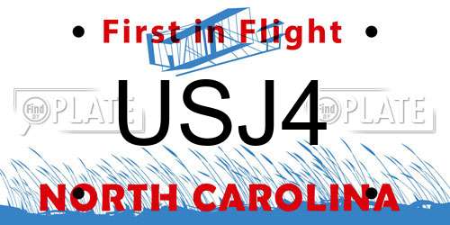 USJ4 North Carolina License Plate