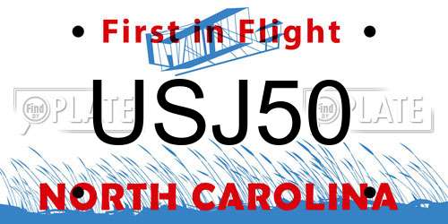 USJ50 North Carolina License Plate