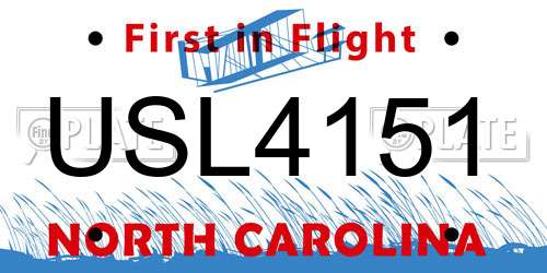 USL4151 North Carolina License Plate
