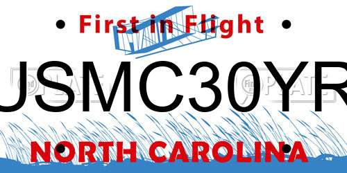 USMC30YR North Carolina License Plate