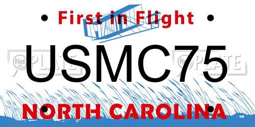 USMC75 North Carolina License Plate