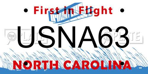 USNA63 North Carolina License Plate