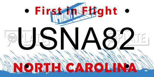 USNA82 North Carolina License Plate