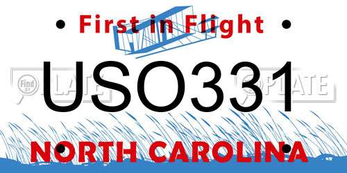 USO331 North Carolina License Plate