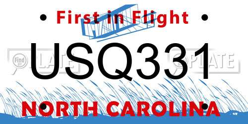 USQ331 North Carolina License Plate