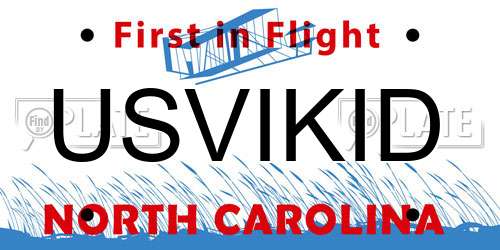 USVIKID North Carolina License Plate