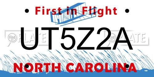 UT5Z2A North Carolina License Plate