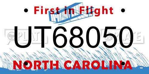 UT68050 North Carolina License Plate