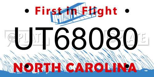 UT68080 North Carolina License Plate
