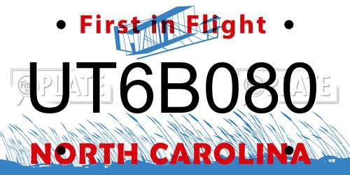 UT6B080 North Carolina License Plate
