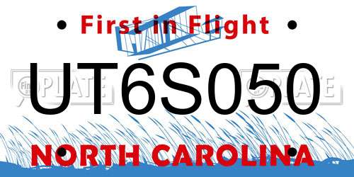 UT6S050 North Carolina License Plate