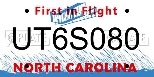 UT6S080 North Carolina License Plate