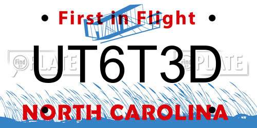 UT6T3D North Carolina License Plate
