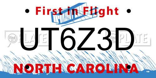 UT6Z3D North Carolina License Plate