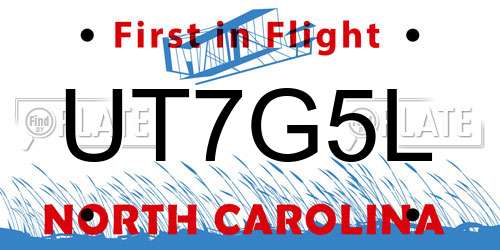 UT7G5L North Carolina License Plate