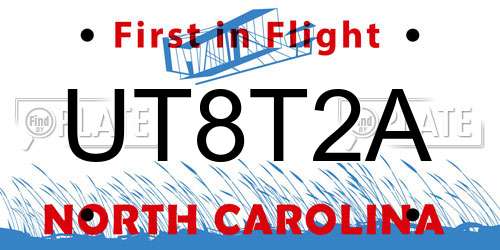 UT8T2A North Carolina License Plate