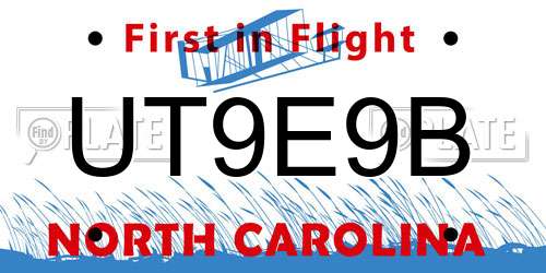 UT9E9B North Carolina License Plate