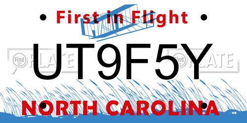 UT9F5Y North Carolina License Plate