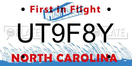 UT9F8Y North Carolina License Plate