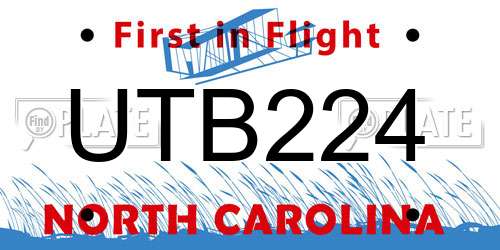 UTB224 North Carolina License Plate