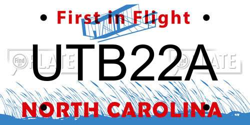 UTB22A North Carolina License Plate