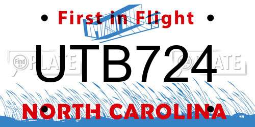 UTB724 North Carolina License Plate