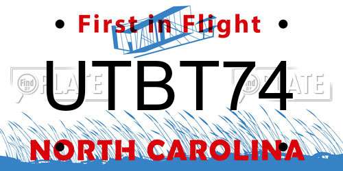 UTBT74 North Carolina License Plate