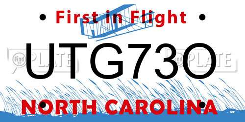 UTG73O North Carolina License Plate