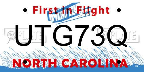 UTG73Q North Carolina License Plate