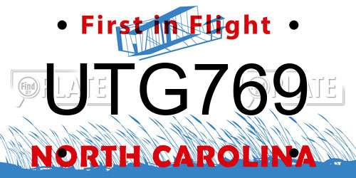 UTG769 North Carolina License Plate