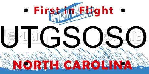 UTGSOSO North Carolina License Plate