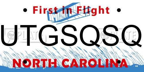 UTGSQSQ North Carolina License Plate