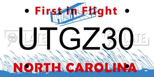 UTGZ30 North Carolina License Plate
