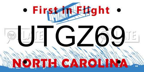 UTGZ69 North Carolina License Plate