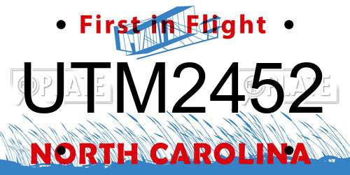 UTM2452 North Carolina License Plate