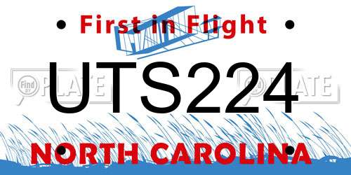 UTS224 North Carolina License Plate