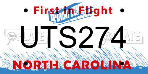UTS274 North Carolina License Plate