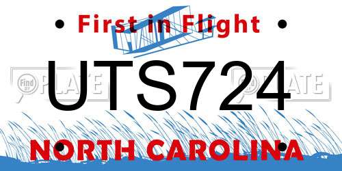 UTS724 North Carolina License Plate