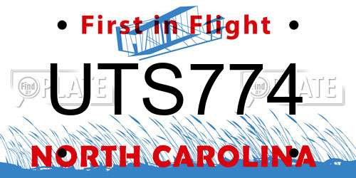 UTS774 North Carolina License Plate