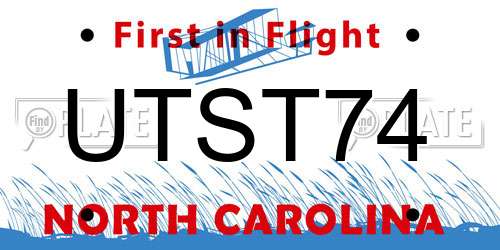 UTST74 North Carolina License Plate