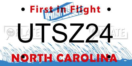UTSZ24 North Carolina License Plate