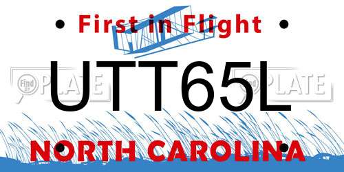 UTT65L North Carolina License Plate